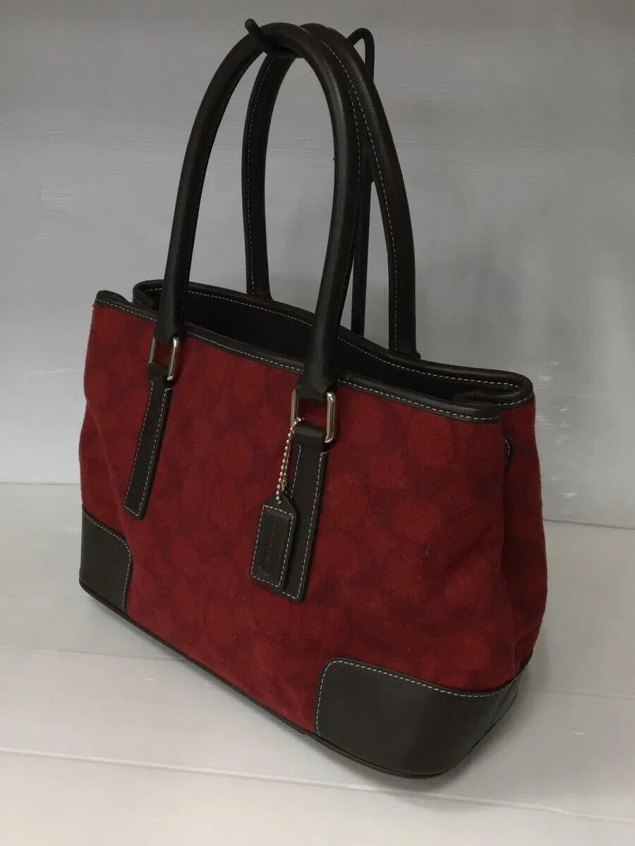 7723 Used COACH Handbag woolRED allover pattern 7723 Used