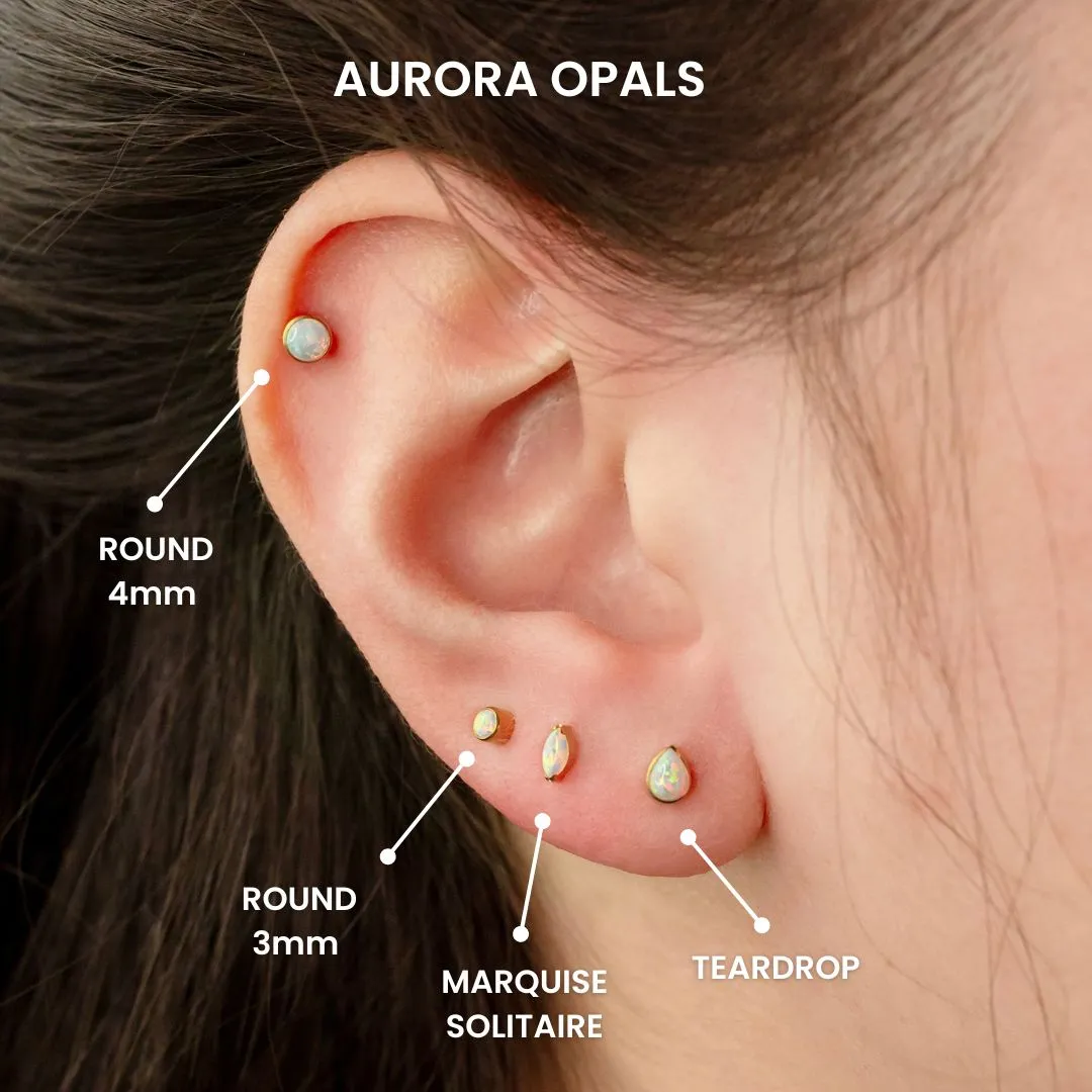 Aurora Marquise Solitaire Opal Flat Back Sleeper Earrings