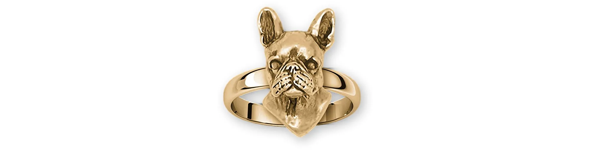 Boston Terrier Jewelry 14k Yellow Gold Handmade Boston Terrier Ring  BT52X-RG