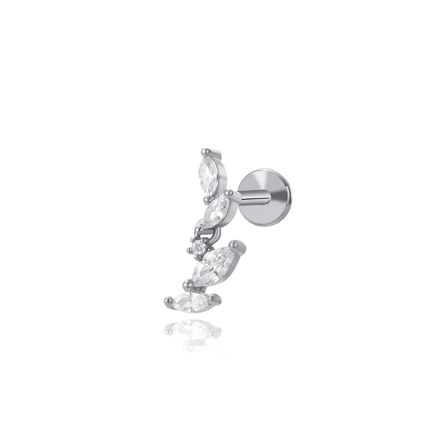 Crystal Climbing Leaf Flat Back Earring (18G)
