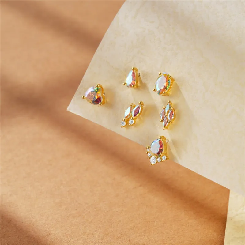 Diamond Opal Gold Plated Flat Back Earrings