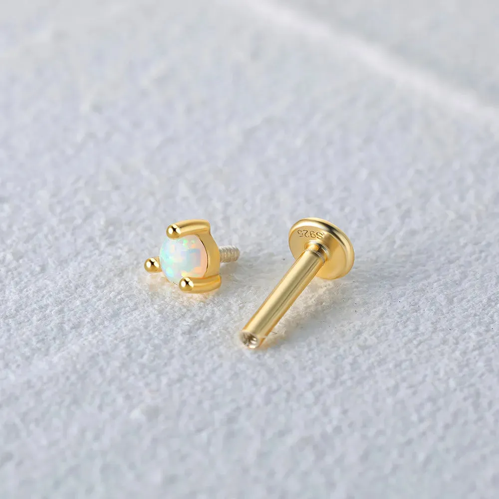 Freya Round Opal Labret Piercing Stud