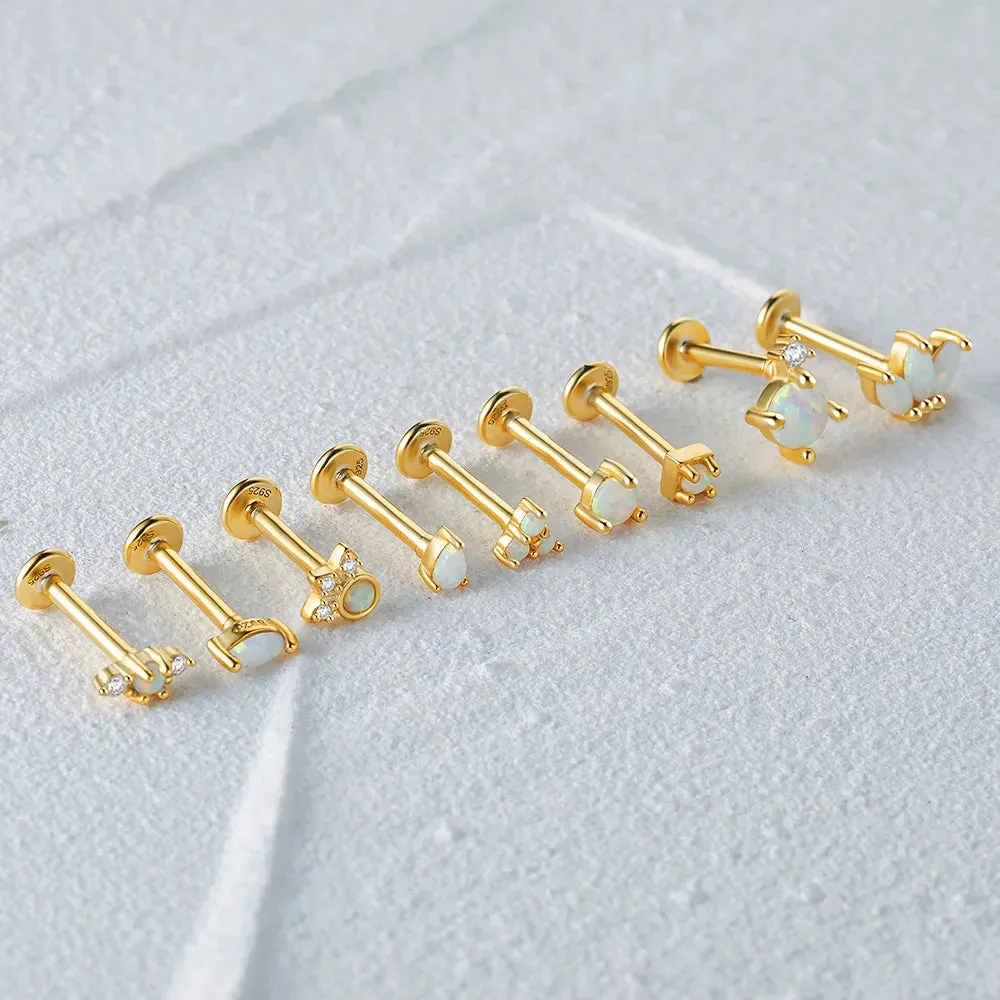 Freya Round Opal Labret Piercing Stud