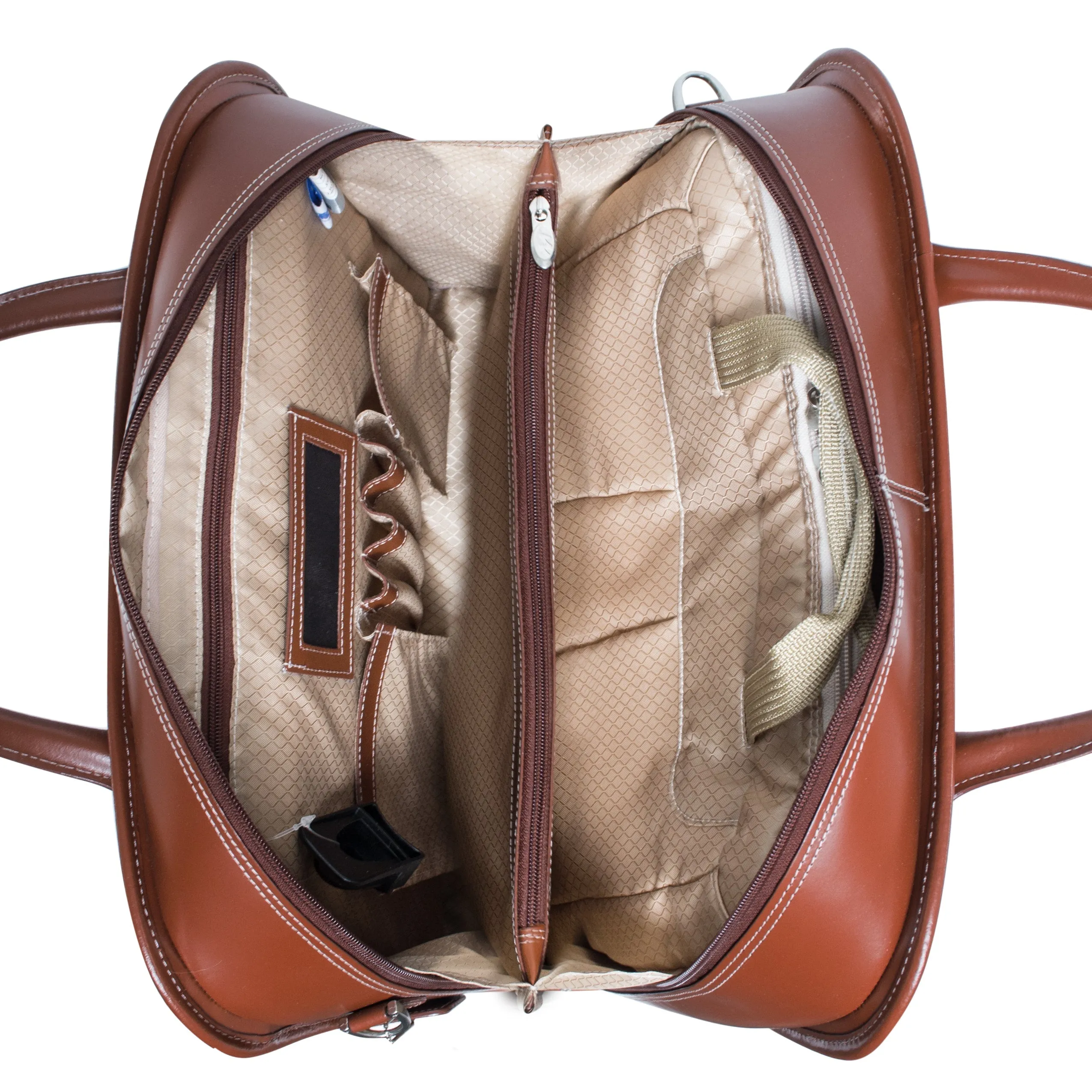 McKlein LAKEWOOD 15" Leather Fly-Through Checkpoint-Friendly Patented Detachable -Wheeled Ladies' Laptop Briefcase