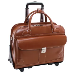 McKlein LAKEWOOD 15" Leather Fly-Through Checkpoint-Friendly Patented Detachable -Wheeled Ladies' Laptop Briefcase