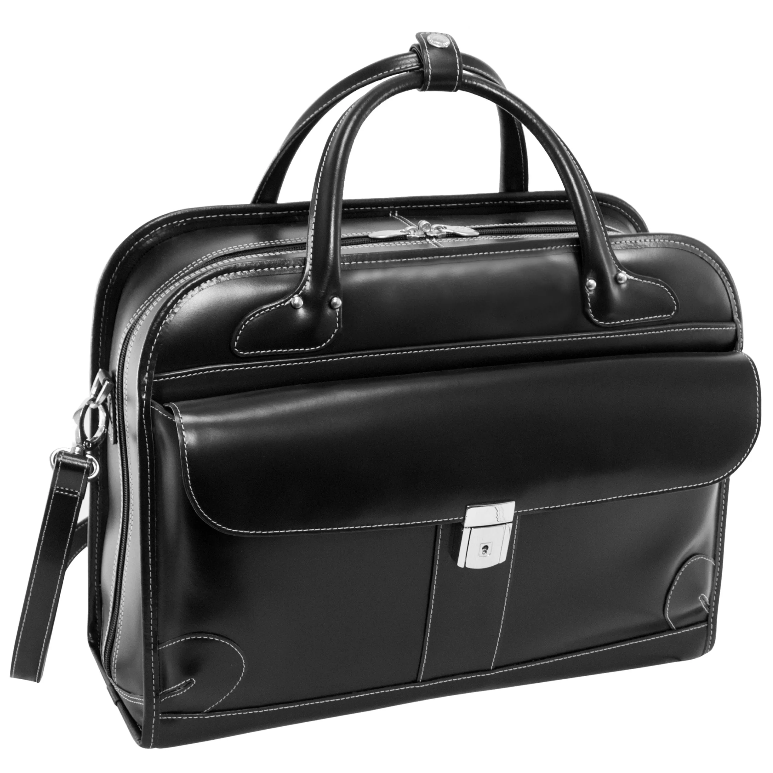 McKlein LAKEWOOD 15" Leather Fly-Through Checkpoint-Friendly Patented Detachable -Wheeled Ladies' Laptop Briefcase