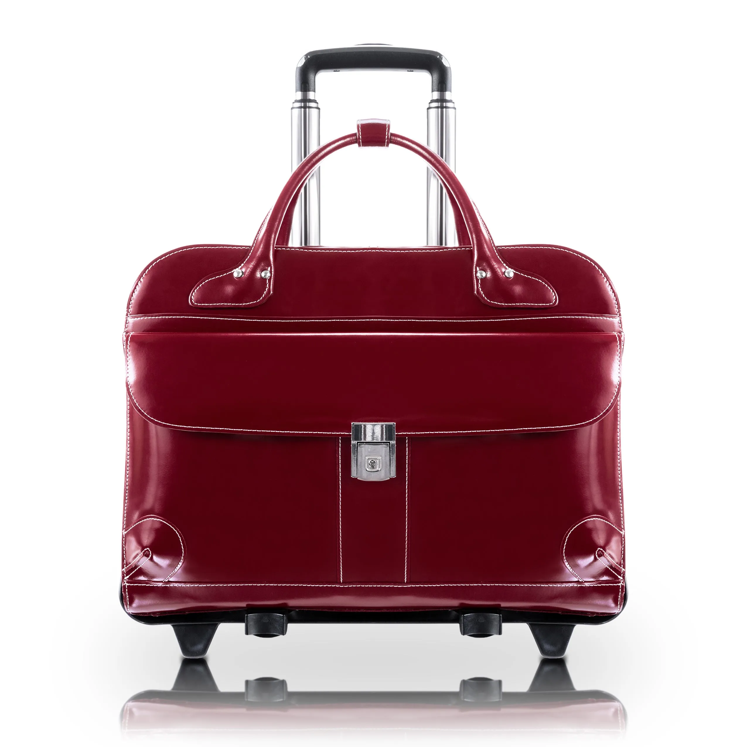 McKlein LAKEWOOD 15" Leather Fly-Through Checkpoint-Friendly Patented Detachable -Wheeled Ladies' Laptop Briefcase