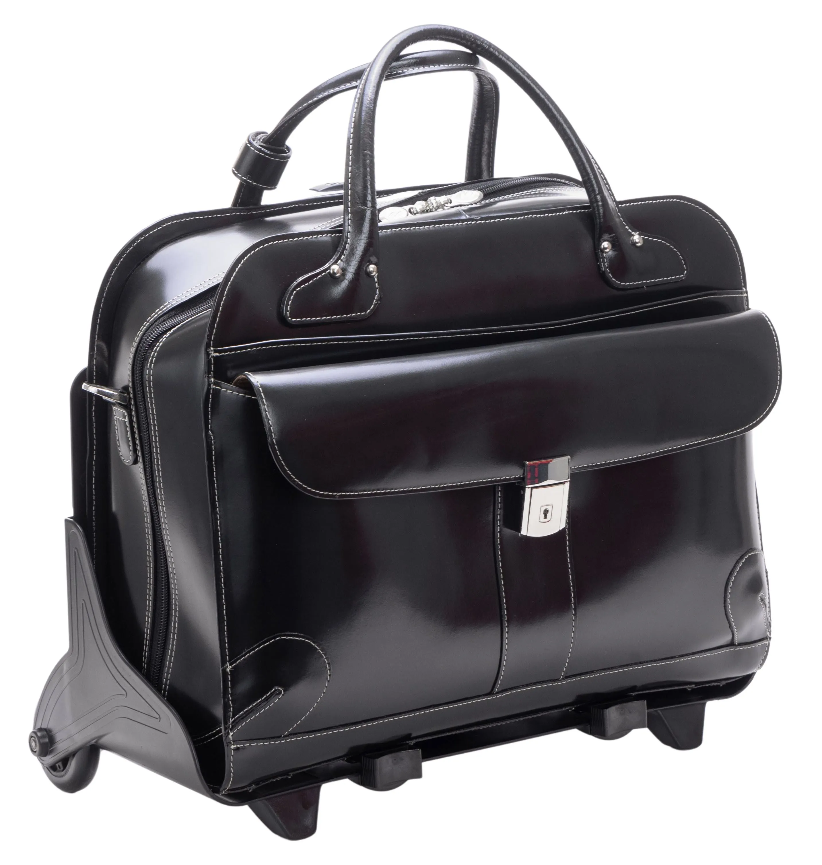 McKlein LAKEWOOD 15" Leather Fly-Through Checkpoint-Friendly Patented Detachable -Wheeled Ladies' Laptop Briefcase