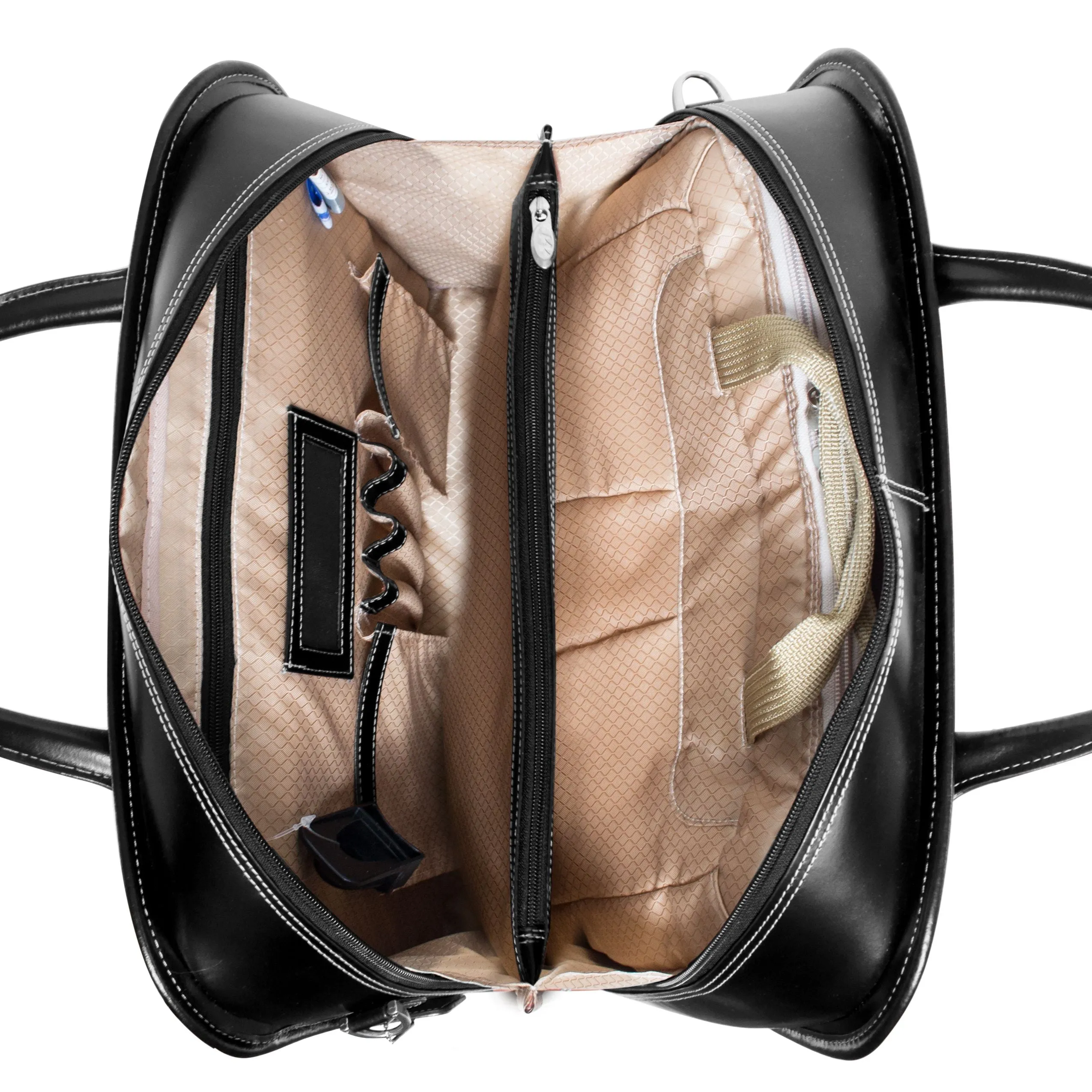 McKlein LAKEWOOD 15" Leather Fly-Through Checkpoint-Friendly Patented Detachable -Wheeled Ladies' Laptop Briefcase