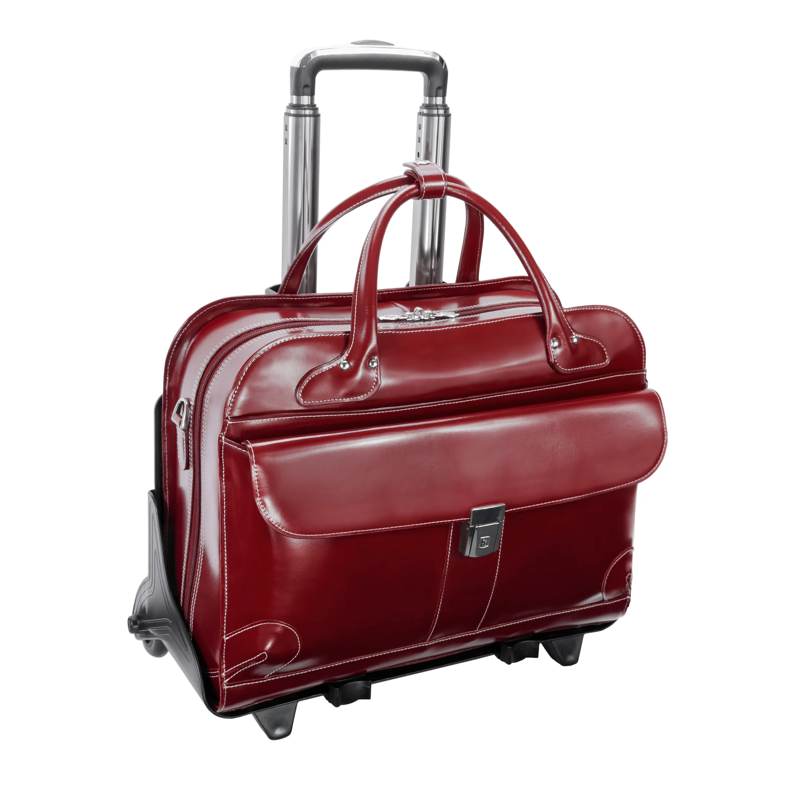 McKlein LAKEWOOD 15" Leather Fly-Through Checkpoint-Friendly Patented Detachable -Wheeled Ladies' Laptop Briefcase