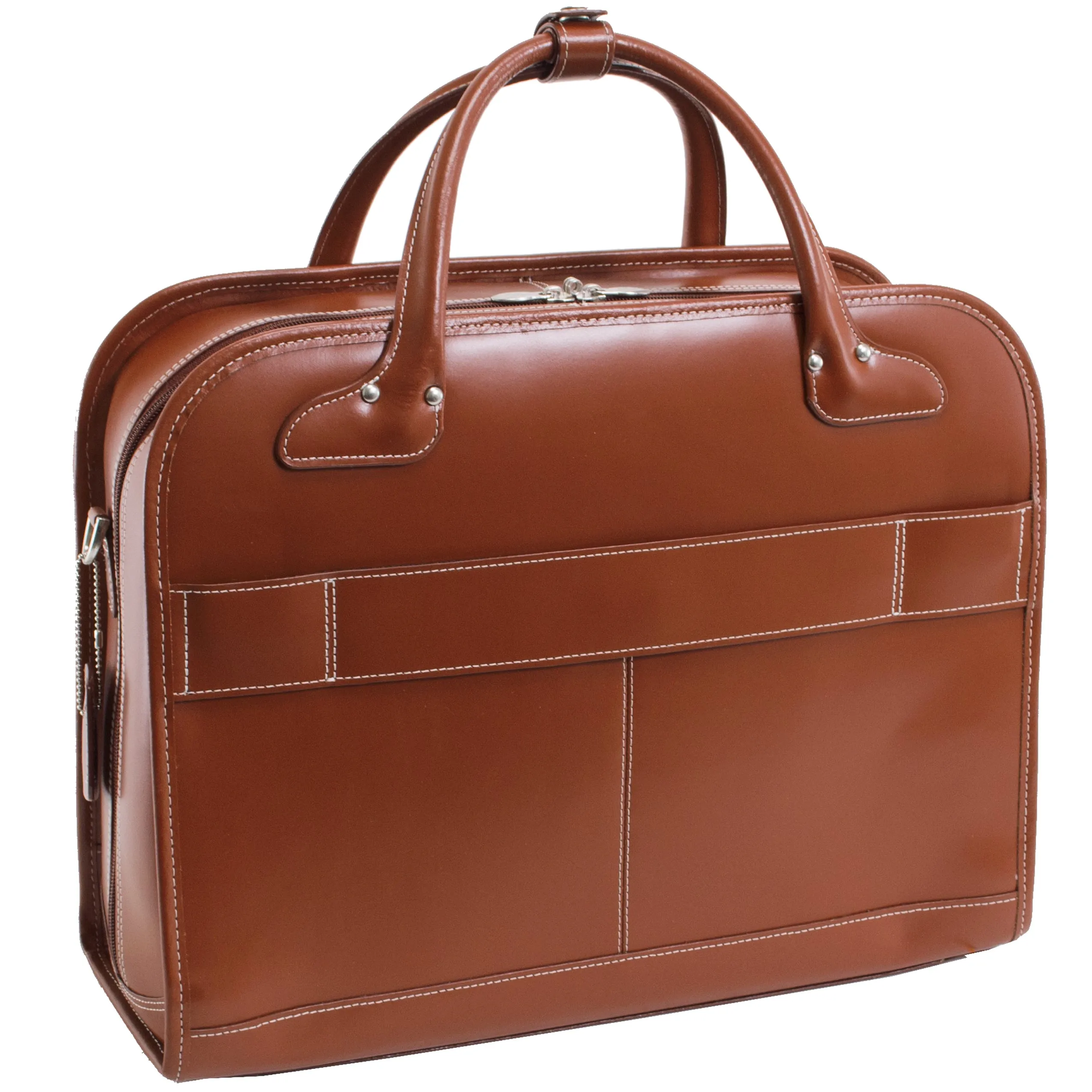 McKlein LAKEWOOD 15" Leather Fly-Through Checkpoint-Friendly Patented Detachable -Wheeled Ladies' Laptop Briefcase