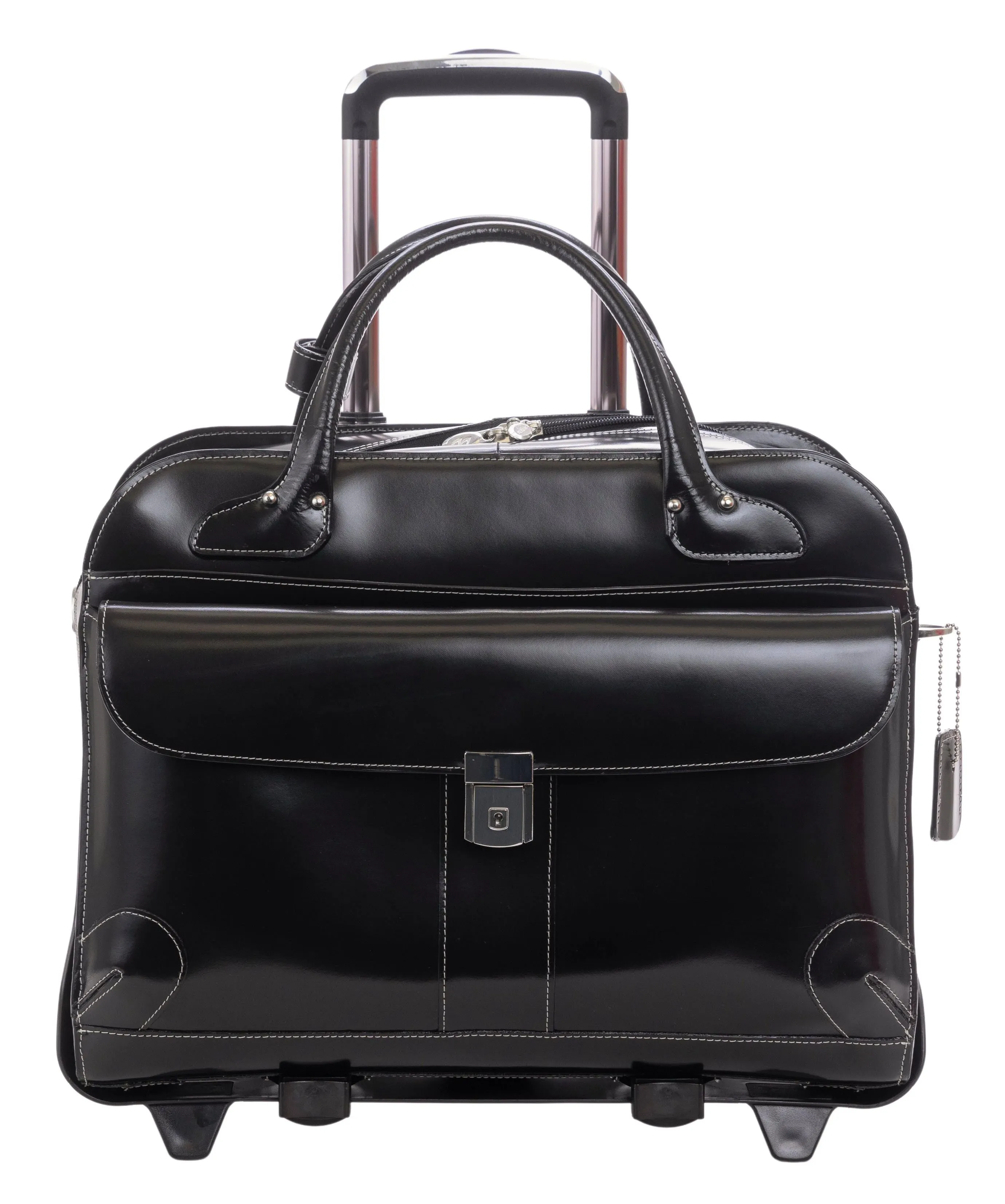 McKlein LAKEWOOD 15" Leather Fly-Through Checkpoint-Friendly Patented Detachable -Wheeled Ladies' Laptop Briefcase