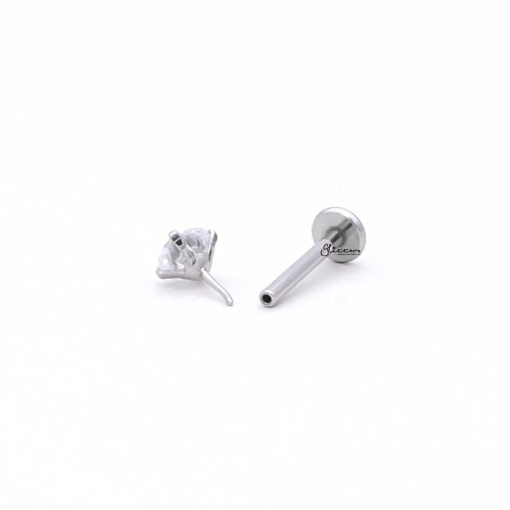 Round C.Z Top Threadless Push In Flat Back Studs