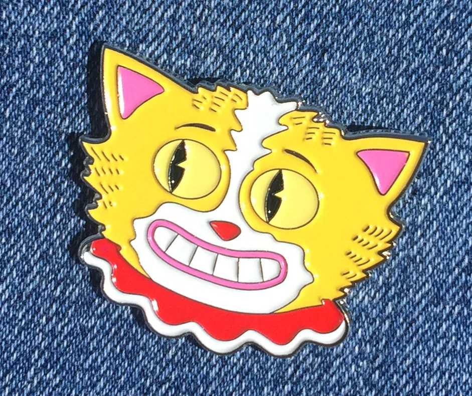 Smiling Cat Enamel Art Pin