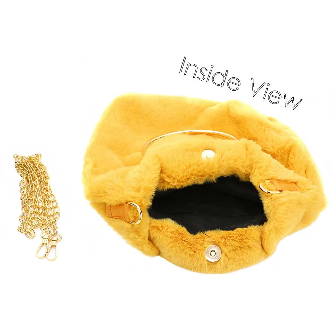 Solid Faux Fur Tote Crossbody Bag