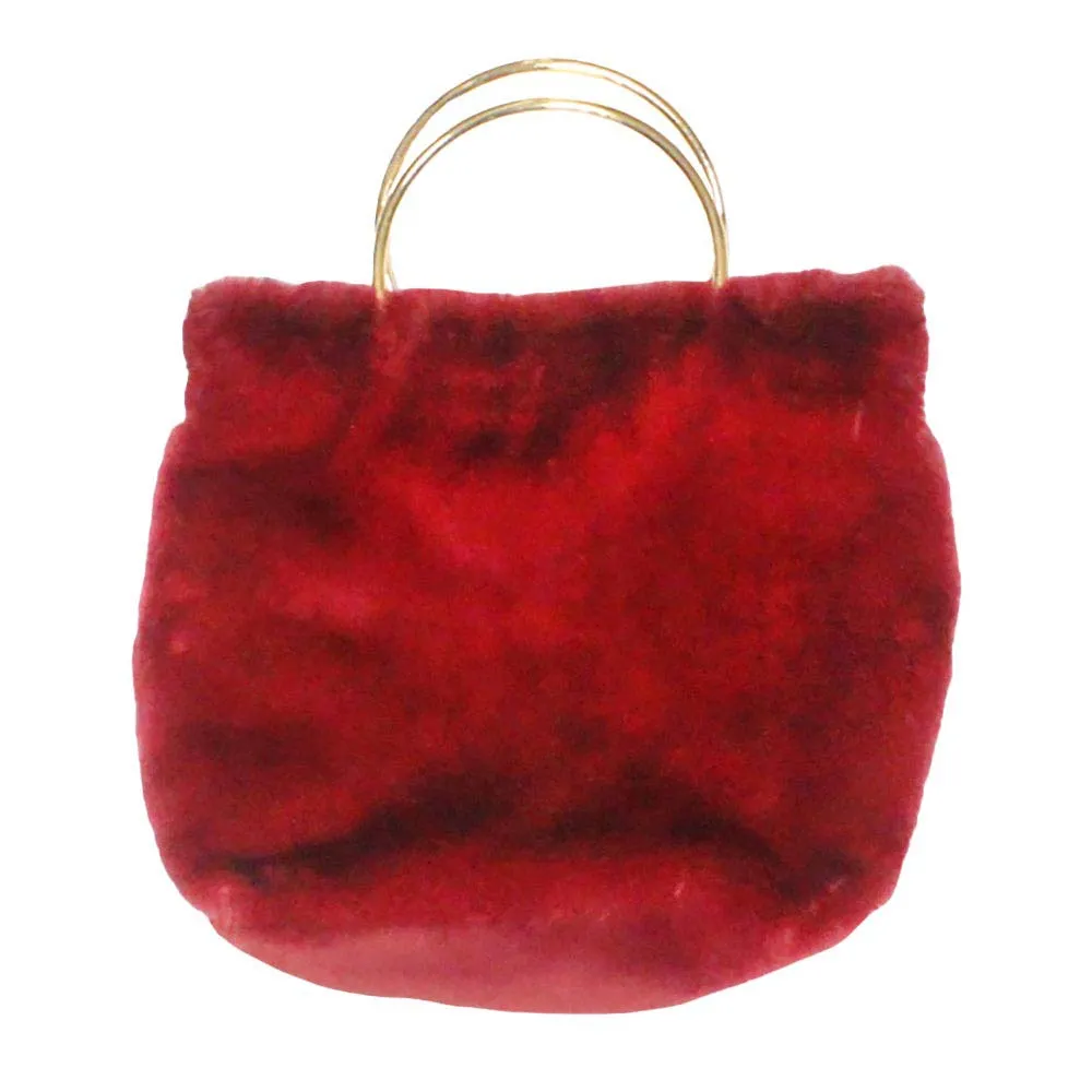 Solid Faux Fur Tote Crossbody Bag