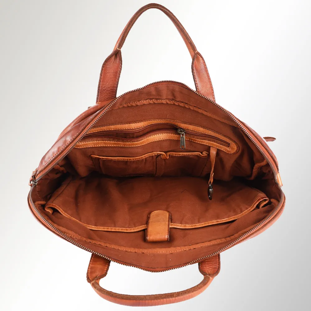 Spaghetti Western Swc415Tan Briefcase Vintage Handmade Drum Dyed Genuine European Cowhide Leather Women Bag Western Handbag Purse
