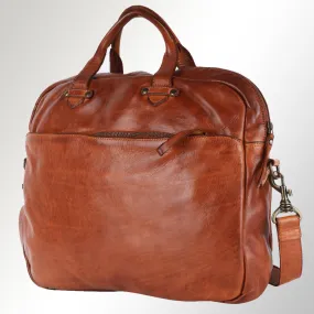 Spaghetti Western Swc415Tan Briefcase Vintage Handmade Drum Dyed Genuine European Cowhide Leather Women Bag Western Handbag Purse