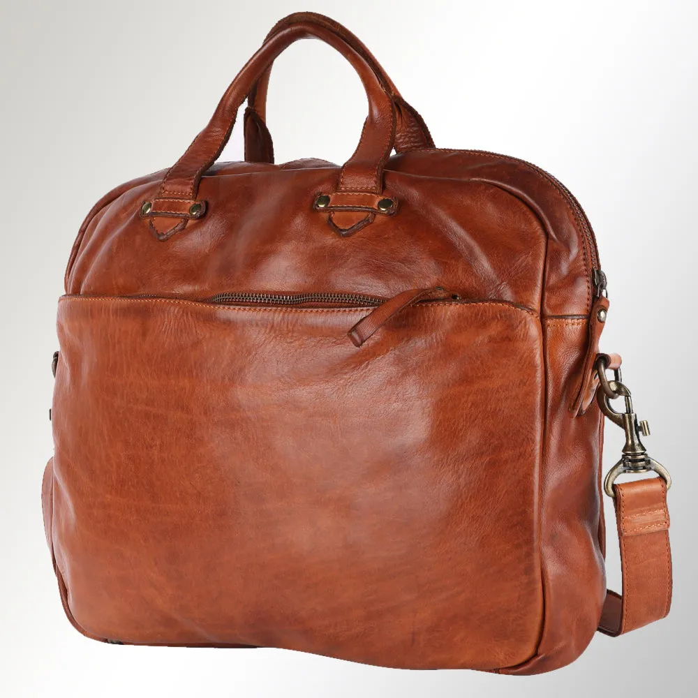 Spaghetti Western Swc415Tan Briefcase Vintage Handmade Drum Dyed Genuine European Cowhide Leather Women Bag Western Handbag Purse