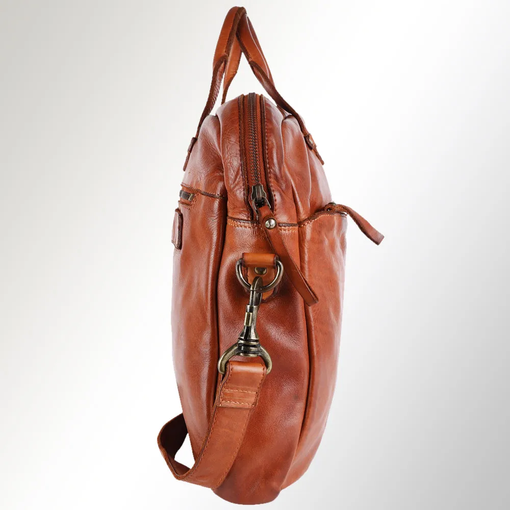 Spaghetti Western Swc415Tan Briefcase Vintage Handmade Drum Dyed Genuine European Cowhide Leather Women Bag Western Handbag Purse