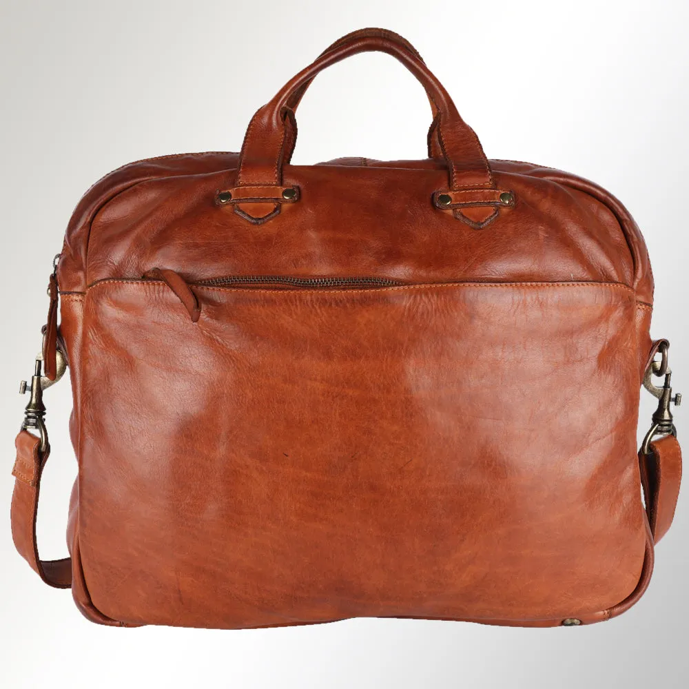 Spaghetti Western Swc415Tan Briefcase Vintage Handmade Drum Dyed Genuine European Cowhide Leather Women Bag Western Handbag Purse