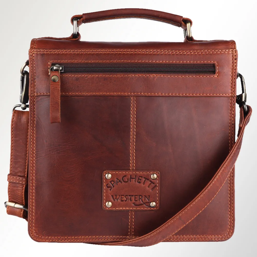 Spaghetti Western Swc426Dkbrn Briefcase Vintage Handmade Drum Dyed Genuine European Cowhide Leather Women Bag Western Handbag Purse