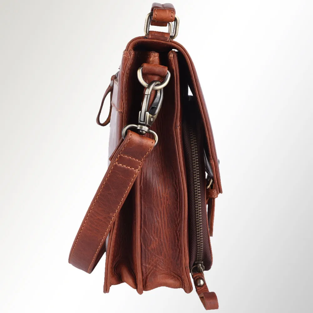 Spaghetti Western Swc426Dkbrn Briefcase Vintage Handmade Drum Dyed Genuine European Cowhide Leather Women Bag Western Handbag Purse
