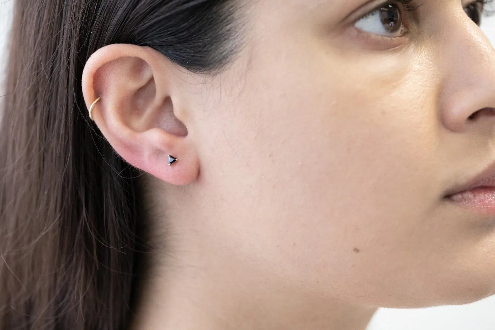 Triangle Cut Black Onyx Flat Back Stud