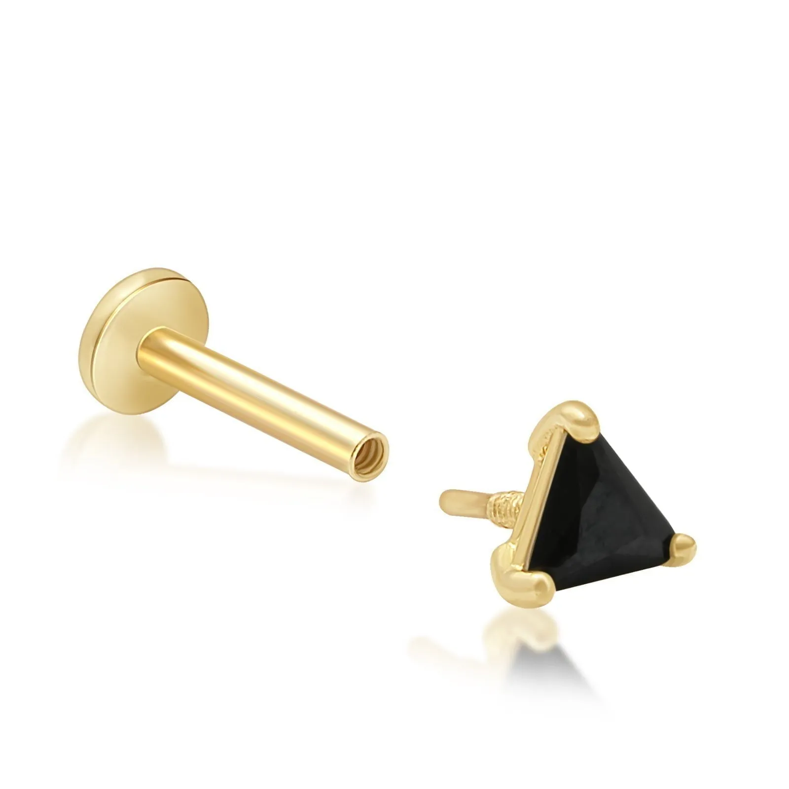 Triangle Cut Black Onyx Flat Back Stud
