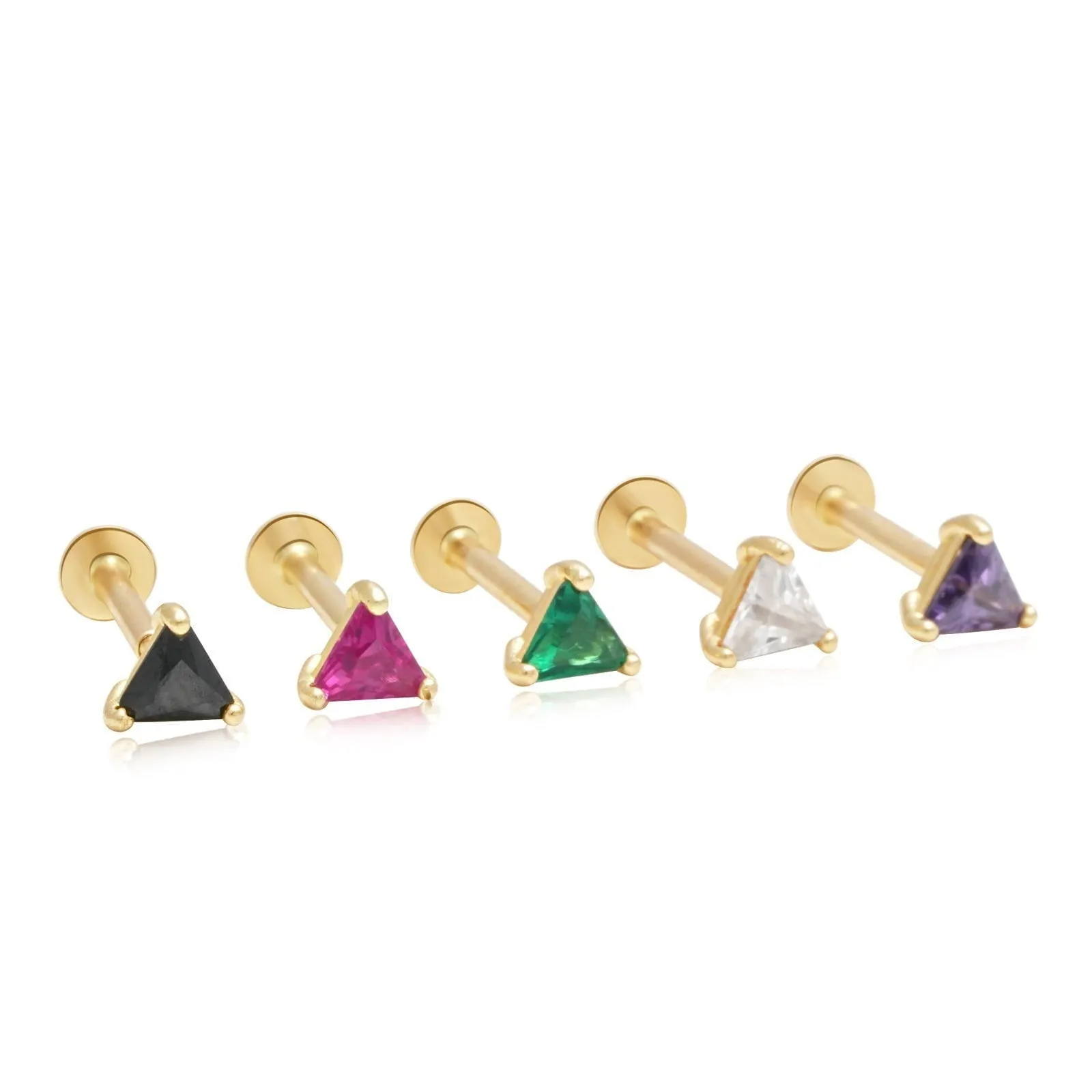 Triangle Cut Black Onyx Flat Back Stud